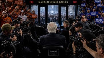 President Donald Trump Eyes MSG Courtside — Left Already Melting