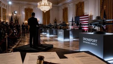 Trump unveils White House DronePort, slams judge blocking security