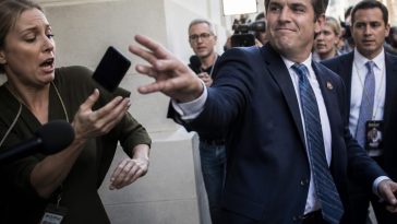 Representative Seth Moulton Shoves Reporter Phone Over Platner