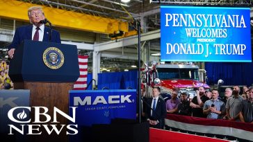 Trump Declares 'Make America Powerful Again' While Visiting Pennsylvania Mack Truck Factory