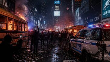 Knicks Title Night Turns to Times Square Arson and Chaos