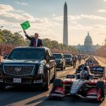 President Trump Waves Green Flag, Rides The Beast at Freedom 250